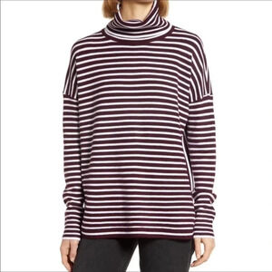French Connection Babysoft Stripe Cowlneck Sweater Winter Cowl Fall Pullover